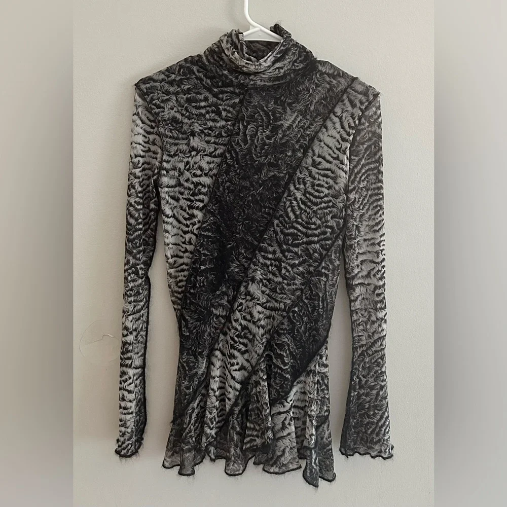 Vintage Jean Paul Gaultier Fuzzi Mesh Long Sleeve Turtleneck Top | Size M - Picture 2 of 8